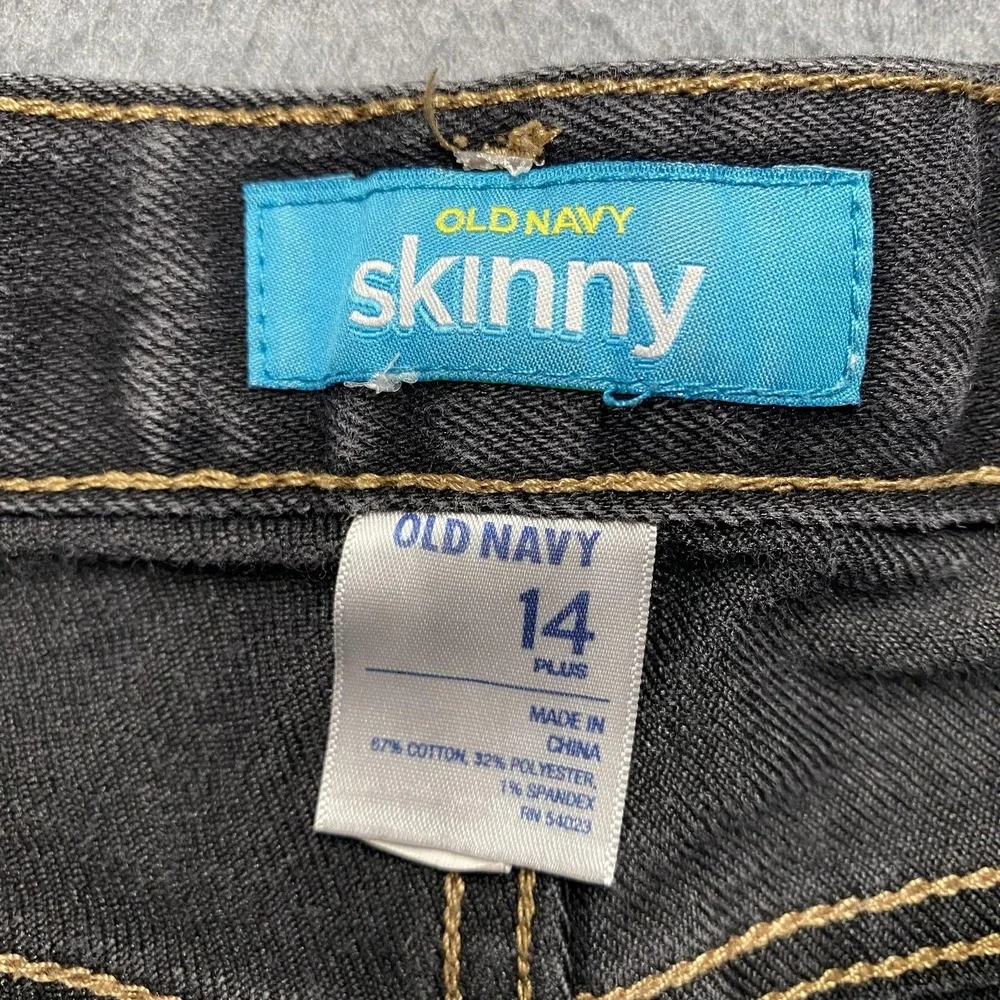 VTG Old Navy Skinny Jeans Womens‎ 14 Plus Black Mid Rise Stretch Denim Pants y2k